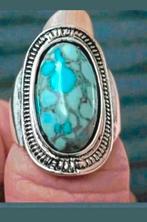 Zilveren ring turquoise steen maat 17, Sieraden, Tassen en Uiterlijk, Ringen, Nieuw, Ophalen of Verzenden, Zilver, Zilver