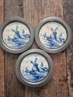 3 vintage oud hollands aardewerk onderzetters in tin, Ophalen of Verzenden