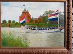 Koningsloep bij Muiderslot .Olieverf op doek, Antiek en Kunst, Verzenden