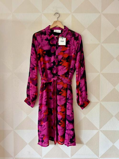 Pom Amsterdam jurk bloem oranje roze M/38 NIEUW, Kleding | Dames, Jurken, Nieuw, Maat 38/40 (M), Roze, Onder de knie, Ophalen of Verzenden