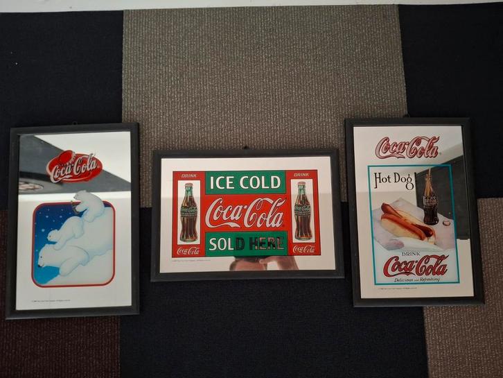Vintage Coca-Cola Wanddecoratie Set, Antiek en Kunst, Antiek | Spiegels, Minder dan 50 cm, Minder dan 100 cm, Rechthoekig, Ophalen of Verzenden