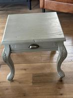 Vintage bijzettafel met lade, Minder dan 55 cm, Gebruikt, Vierkant, Hout