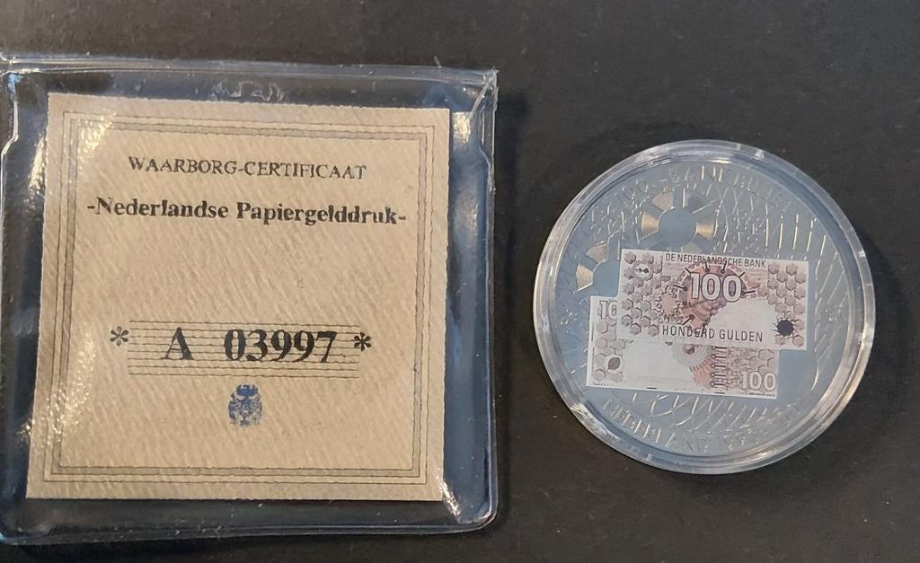 Fantasie munt 100 gulden 2001 Afscheid van een Munteenheid, Verzenden, Koningin Beatrix, Zilver, Overige waardes
