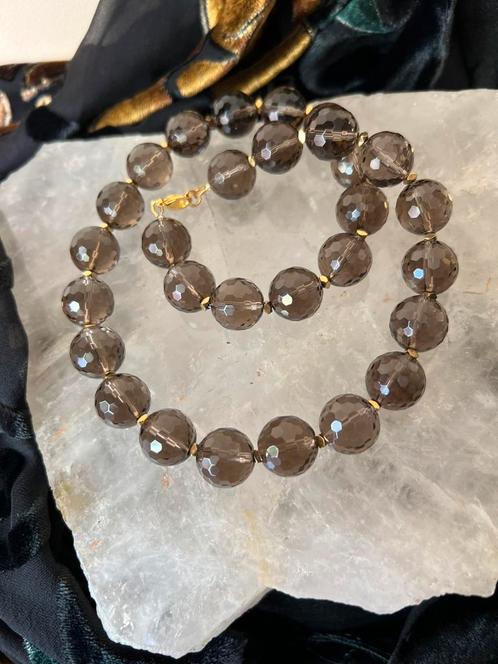 Rookkwarts facet 14mm transformatie beschermt healing magie, Sieraden, Tassen en Uiterlijk, Kettingen, Nieuw, Steen of Mineraal