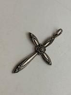 J754 Prachtige zilveren hanger kruisje sierlijk, Hanger, Ophalen of Verzenden, Zilver