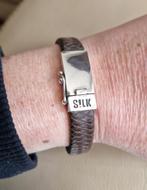 Mooie SILK zilveren (925) met LEREN armband, Ophalen, Zo goed als nieuw, Zilver, Leer