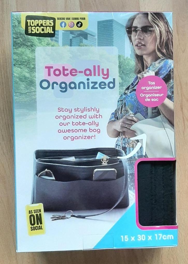 Tas organiser zwart met vakjes: NIEUW, Sieraden, Tassen en Uiterlijk, Tassen | Damestassen, Nieuw, Overige typen, Zwart, Ophalen of Verzenden