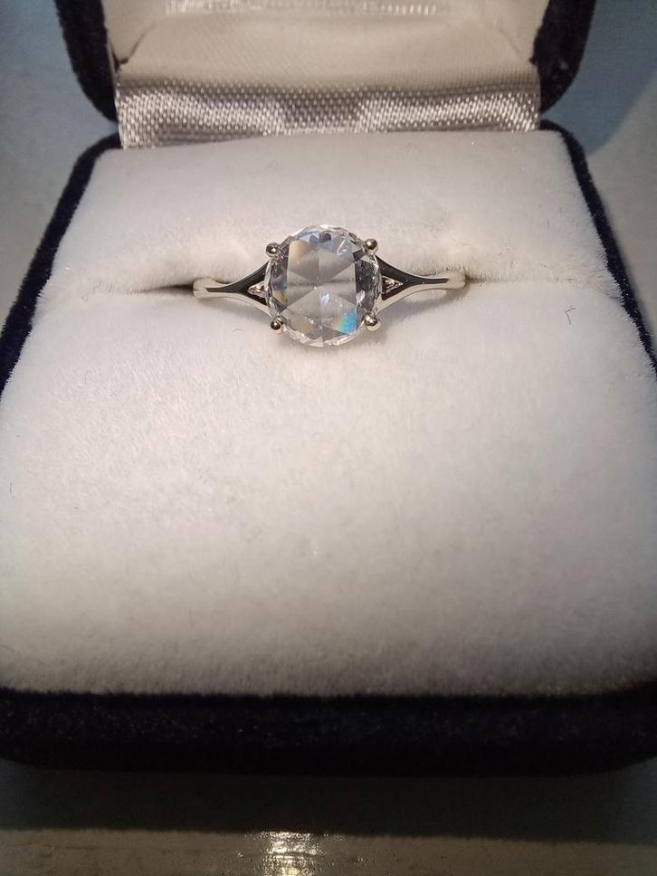 Unieke Roosgeslepen Lab Grown Diamant 10k Witgouden ring, Sieraden, Tassen en Uiterlijk, Ringen, Zo goed als nieuw, Dame, Kleiner dan 17