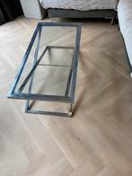 RVS Salontafel met Glasplaat & Folie - 120x60x40, Ophalen, RVS, 100 tot 150 cm, 50 tot 100 cm