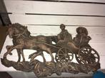 Antieke houten wandornament paardenkoets., Antiek en Kunst, Curiosa en Brocante, Ophalen of Verzenden