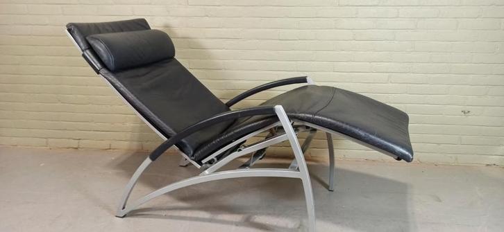 Vintage Interprofil 'Pax' design leren recliner fauteuil, Huis en Inrichting, Fauteuils, Gebruikt, Leer, Metaal, 50 tot 75 cm