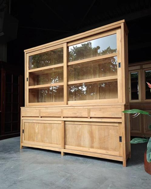 Teak Schoolkast | Buffetkast | Winkelkast Greeploos #2125, Huis en Inrichting, Kasten | Buffetkasten, 200 cm of meer, 200 cm of meer