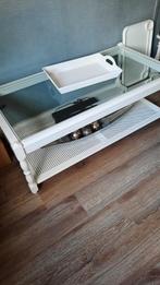 Witte salontafel met glasplaat., Ophalen of Verzenden
