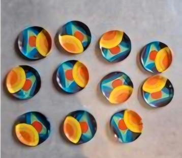 11 vintage onderzetters jaren 70 retro  beschikbaar voor biedingen