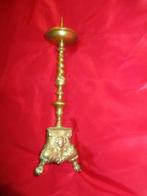 Een Antieke kandelaar zwaar koper . Hoog 41 cm ., Antiek en Kunst, Ophalen of Verzenden, Koper of Brons