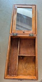Brocante scheerspiegel, spiegelkist, houten make-up kistje, Ophalen of Verzenden