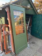 Groene binnendeur met glas, Ophalen, Gebruikt, 80 tot 100 cm, Schuifdeur