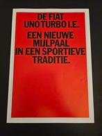 Brochure Fiat Uno Turbo i.e., Ophalen of Verzenden, Zo goed als nieuw, Overige merken