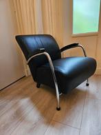 Lounge Stoel met Lederen Bekleding, Huis en Inrichting, Fauteuils, Ophalen, Gebruikt, 75 tot 100 cm, Metaal