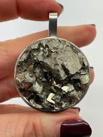 A380 Prachtige zilveren hanger ruwe pyriet, Ophalen of Verzenden, Zilver, Met edelsteen