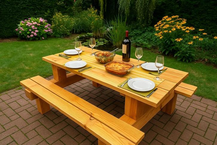 Robuuste picknicktafel, Tuin en Terras, Picknicktafels, Nieuw, Rechthoekig, Ophalen