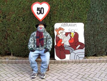 Abraham op bankje met bierpul en pot mosterd set 3 deel. beschikbaar voor biedingen