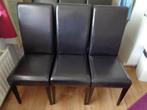 Te koop 6 leren eethoek stoelen zwart leer, Huis en Inrichting, Stoelen, Ophalen, Gebruikt, Zwart, Hout