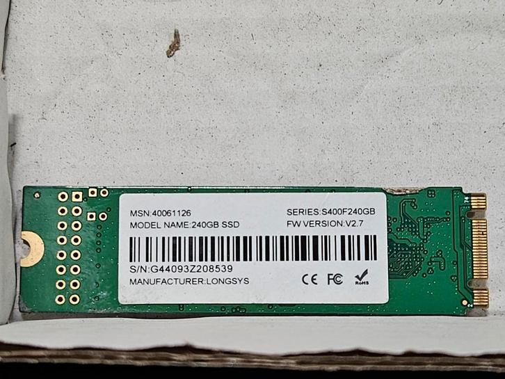 240gb m.2 ssd strip, Computers en Software, Harde schijven, Gebruikt, Laptop, Intern, SSD, Ophalen of Verzenden