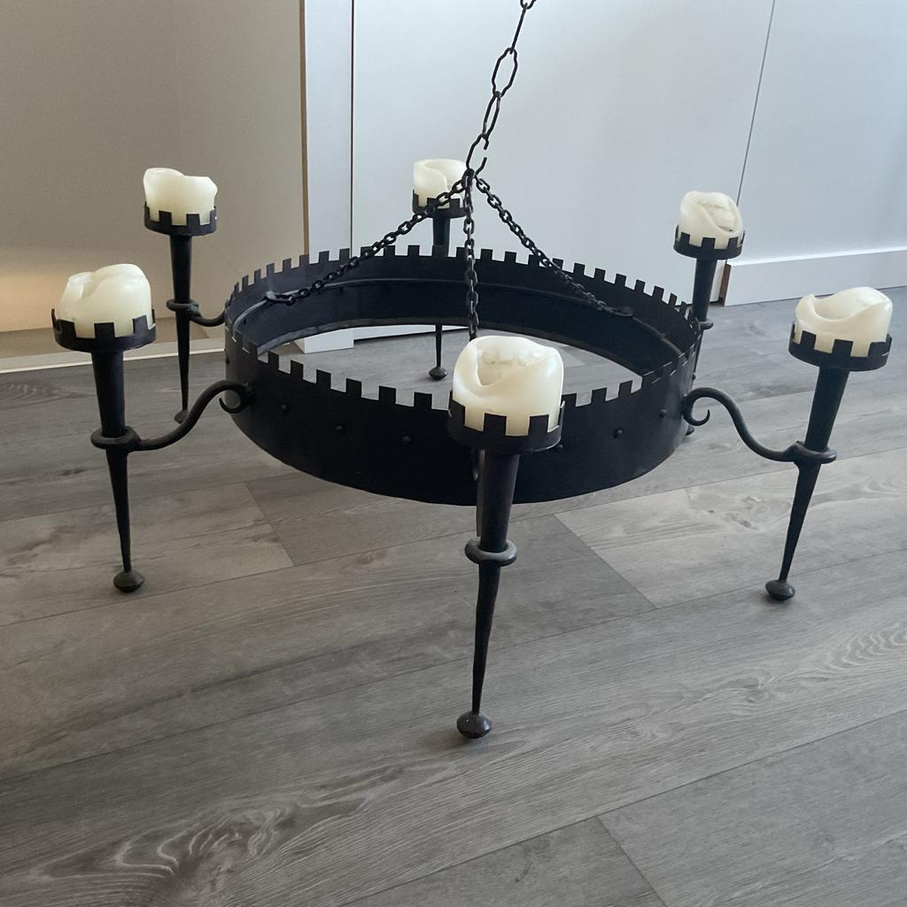 Mooie aparte Kroonluchter, leuk voor een landelijk interieur, Antiek en Kunst, Ophalen, Overige materialen