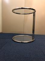 Retro vintage bijzettafel chroom / glas, Huis en Inrichting, Tafels | Bijzettafels, 45 tot 60 cm, Minder dan 55 cm, Rond, Ophalen of Verzenden