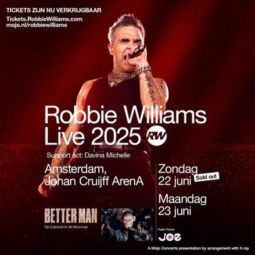 Robbie Williams tickets 22 & 23 juni beschikbaar voor biedingen