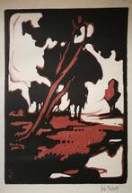 Houtdruk. Bomen. Gesigneerd., Antiek en Kunst, Ophalen of Verzenden