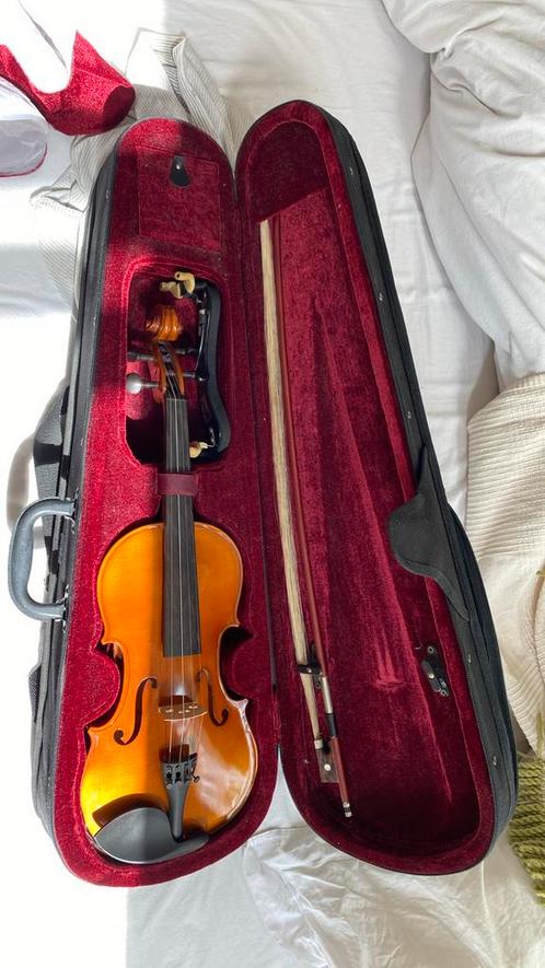 Viool met 4/4-3/4 houder, Muziek en Instrumenten, Strijkinstrumenten | Violen en Altviolen, Zo goed als nieuw, 4/4-viool, Ophalen of Verzenden