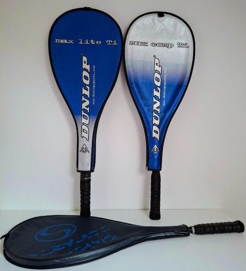 Squash racket's oa 2 Dunlop's & 1 naamloos racket met hoezen, Sport en Fitness, Squash, Zo goed als nieuw, Racket, Met hoes, Ophalen of Verzenden