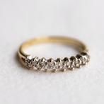 Vintage 9K gouden h eternity ring met Diamant - 15,75, Ophalen of Verzenden, Met edelsteen, Dame, Goud