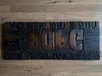 Collage houten drukletters, Antiek en Kunst, Curiosa en Brocante, Ophalen
