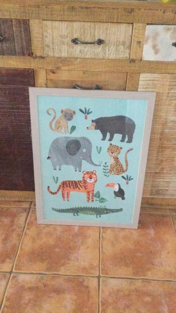 Prachtige ingelijste dierenposter voor in de kinderkamer beschikbaar voor biedingen