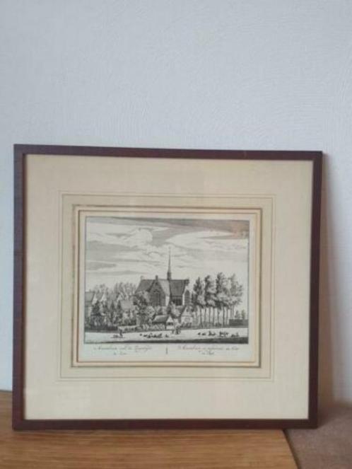 Gravure Amstelveen aan de zuydzijde te zien 1730 dorpskerk, Antiek en Kunst, Kunst | Etsen en Gravures, Ophalen