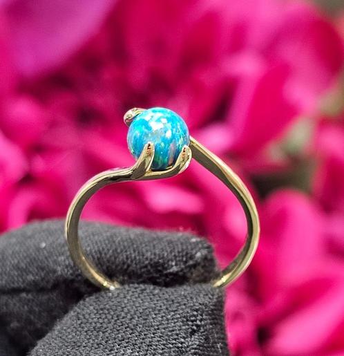 Prachtige 14k gouden ring met Australische opaal steen, Sieraden, Tassen en Uiterlijk, Ringen, Nieuw, Dame, 17 tot 18, Goud, Goud