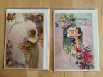 Vintage Verjaardags kaarten Ouderwetse dame boemen Engeltje, Verzamelen, Ansichtkaarten | Buitenland, Ongelopen, Ophalen of Verzenden