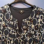 K Design Jurk zwart met print & grote kralen maat L nr 50614, K-Design, K Designs, ., Zwart
