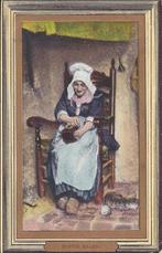 Oma aan het koffiemalen oude gelopen ansichtkaart ( a2028, Verzamelen, Ophalen of Verzenden, Gelopen