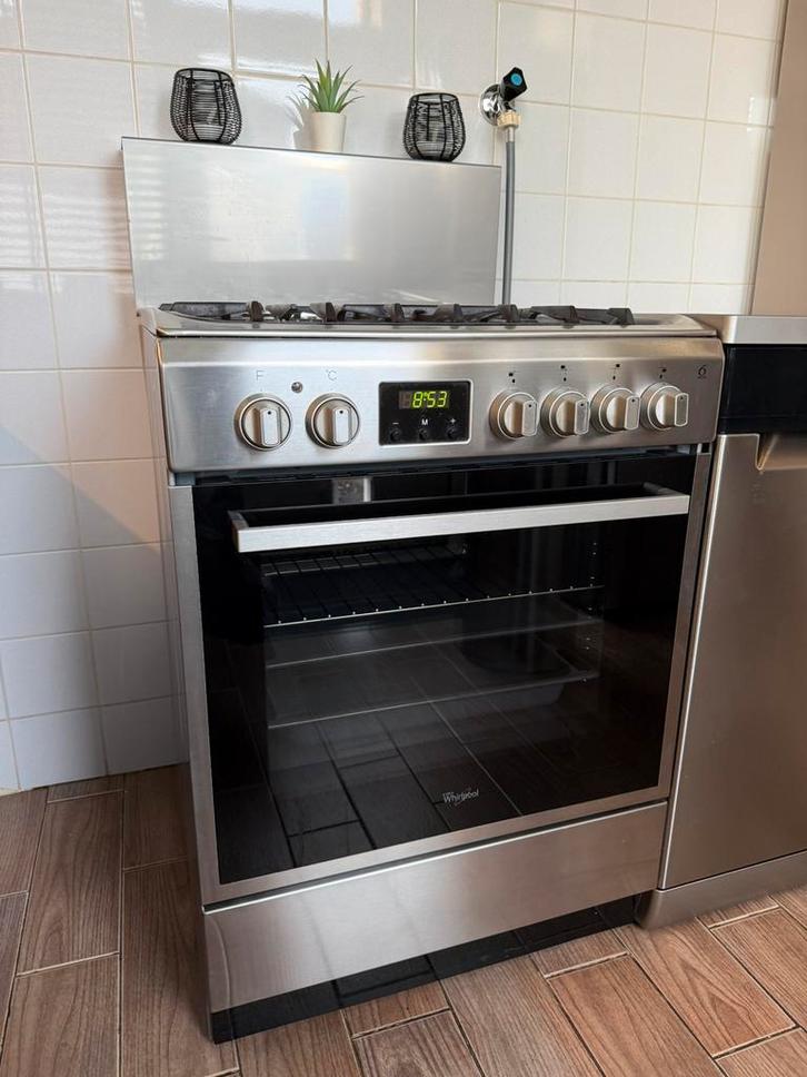 Whirlpool ACMT6332-IX-3 4-pits gasfornuis met oven, Witgoed en Apparatuur, Fornuizen, Gebruikt, Vrijstaand, Gas, 4 kookzones, 90 tot 95 cm