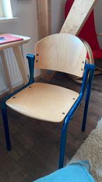 Houten schoolstoel, Ophalen, Gebruikt, Blauw, Eén