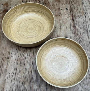 Set van 2 bamboe schalen 30 cm en 25 cm Nieuw in doos beschikbaar voor biedingen