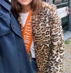 Leopard faux fur coat, Bruin, Zo goed als nieuw, Maat 36 (S), Bershka