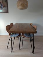 Mango Houten Eettafel met 4 Stoelen, Huis en Inrichting, Tafels | Eettafels, Ophalen, Zo goed als nieuw, Rechthoekig, 100 tot 150 cm