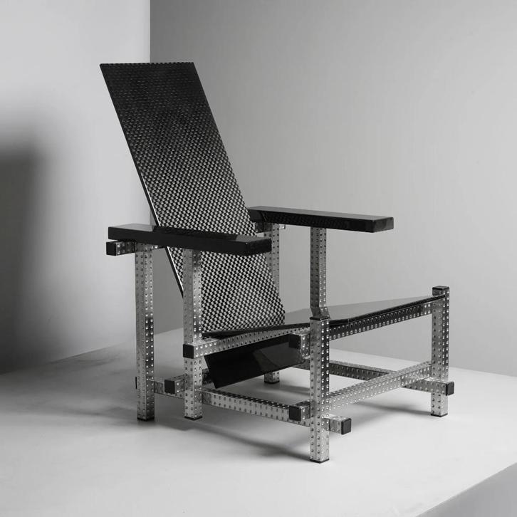Carbon Rietveld stoel Uniek, Antiek en Kunst, Antiek | Meubels | Stoelen en Banken