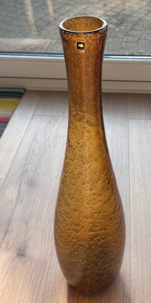 Mosterd gele glazen vaas van Leonardo, Huis en Inrichting, Woonaccessoires | Vazen, Zo goed als nieuw, Geel, Minder dan 50 cm