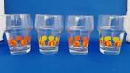 Set van 4 retro vintage limonade glazen fruitmotief. 7B5, Huis en Inrichting, Keuken | Servies, Tweedehands verkoop, Gebruikt